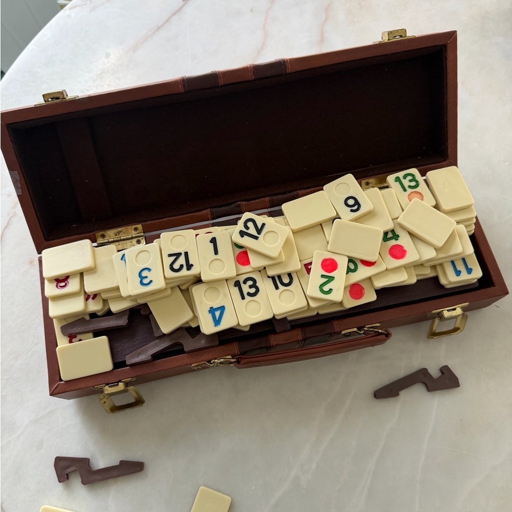Classic Tile Rummy Game Set in Brown Case